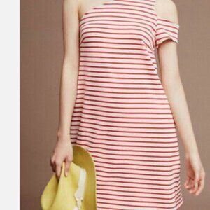Anthropologie Maeve Women's Marketa One Shoulder Striped Dress M